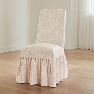 Floral Patterned Cream Slipcover Chair